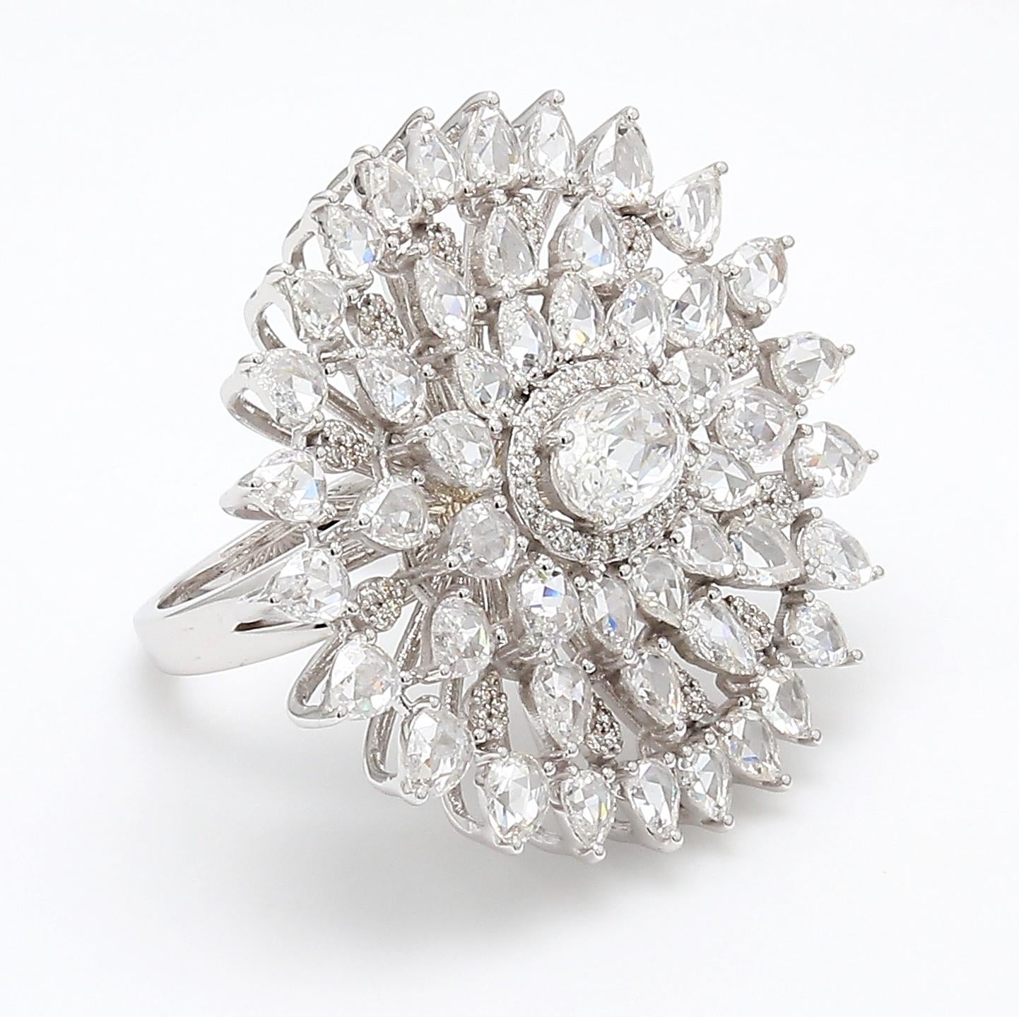 Diamond Rosecut Floral Ring