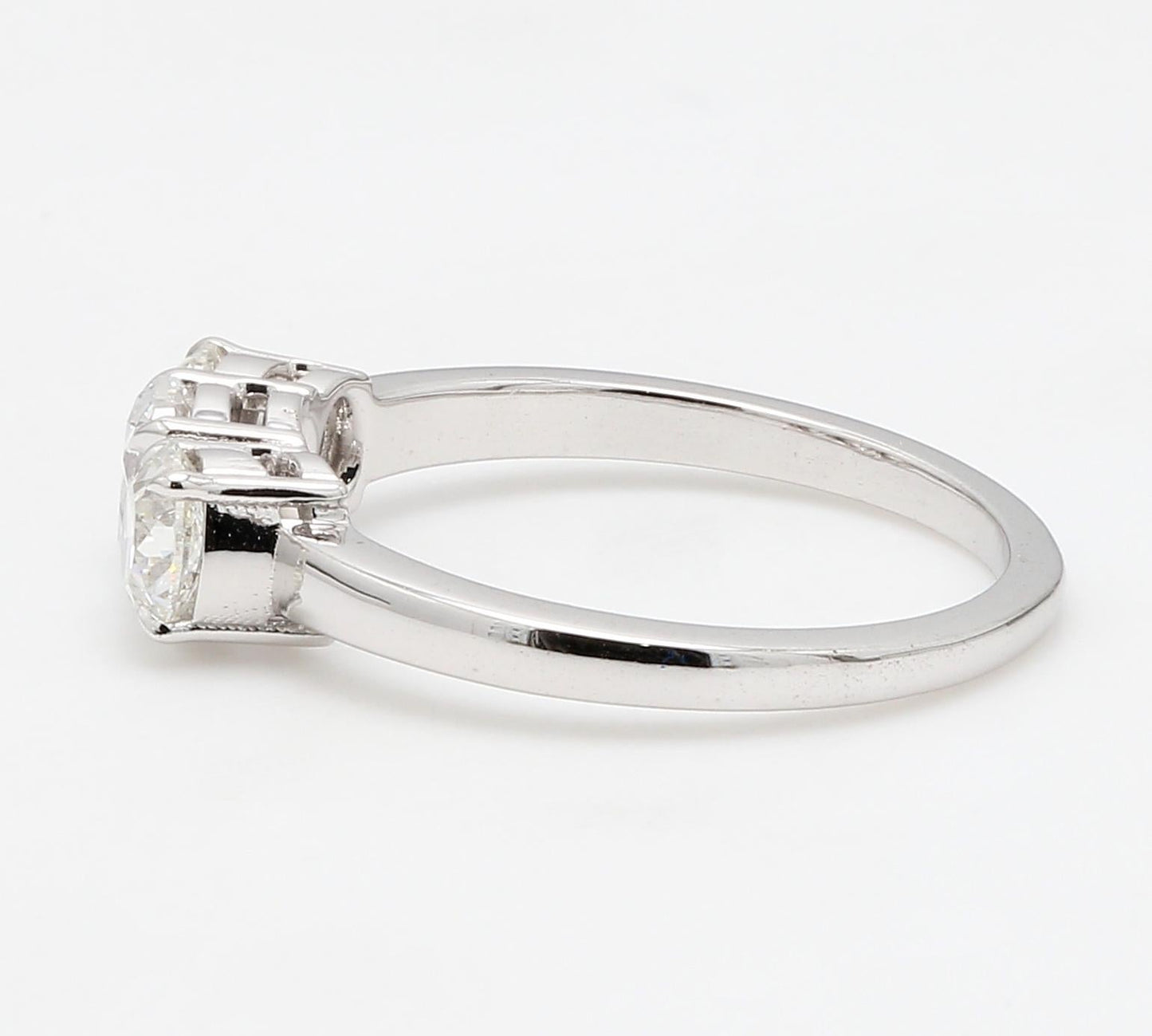 Diamond Round European Oldcut 3 Stone Ring