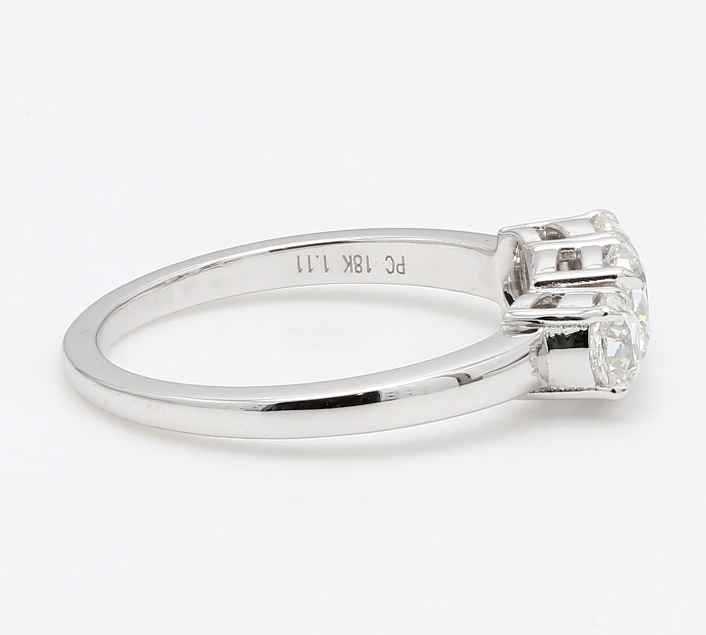Diamond Round European Oldcut 3 Stone Ring