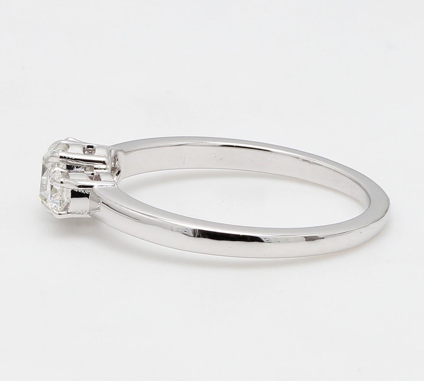 Diamond European Oldcut Oval & Round 3 Stone Ring