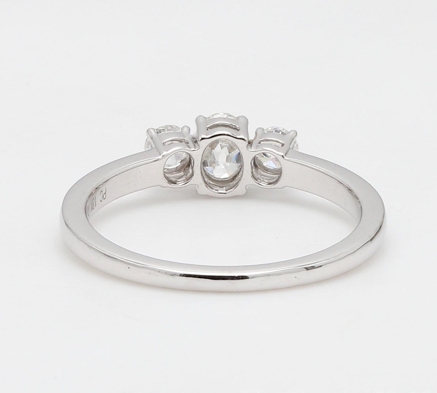 Diamond European Oldcut Oval & Round 3 Stone Ring