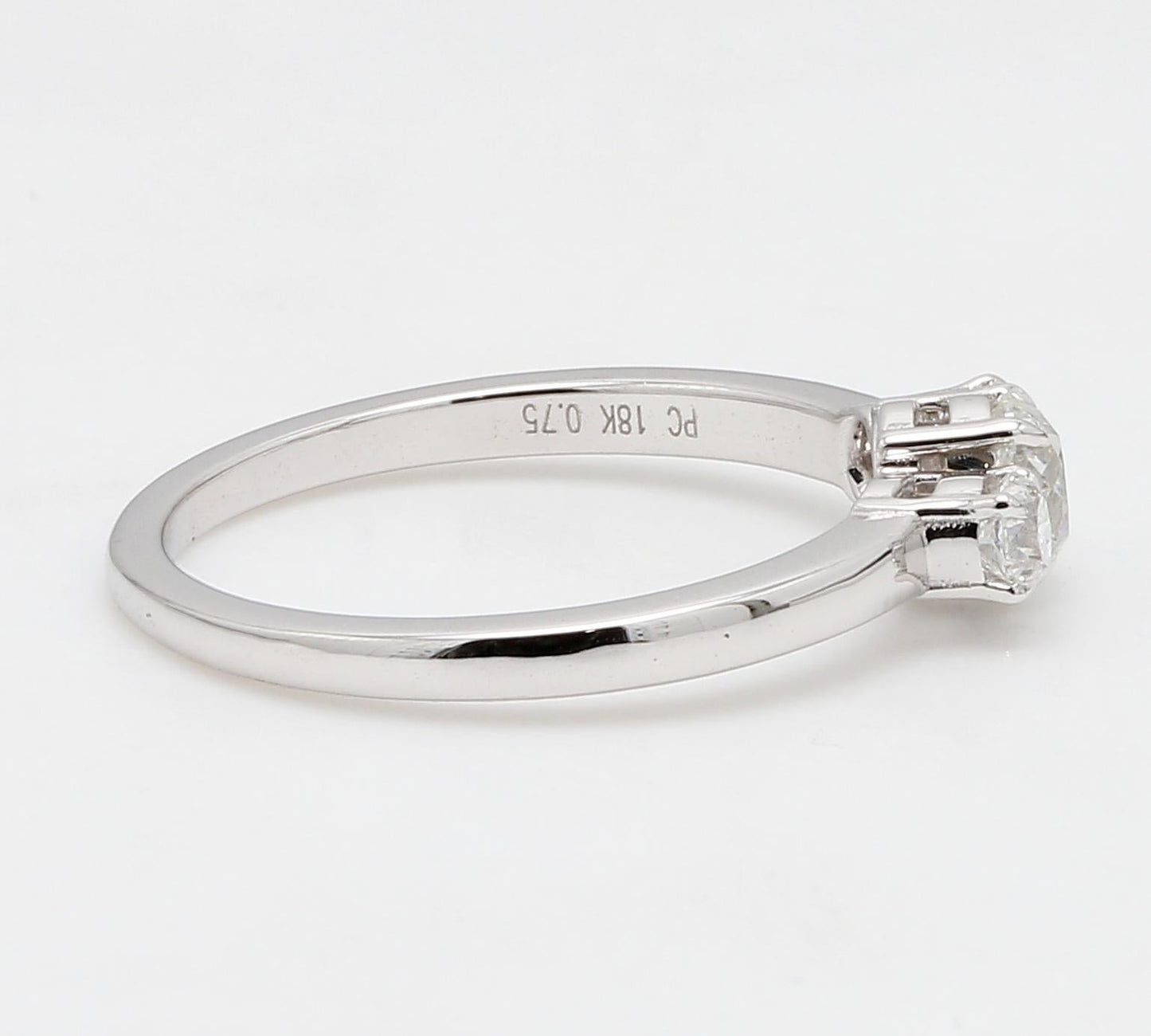 Diamond European Oldcut Oval & Round 3 Stone Ring