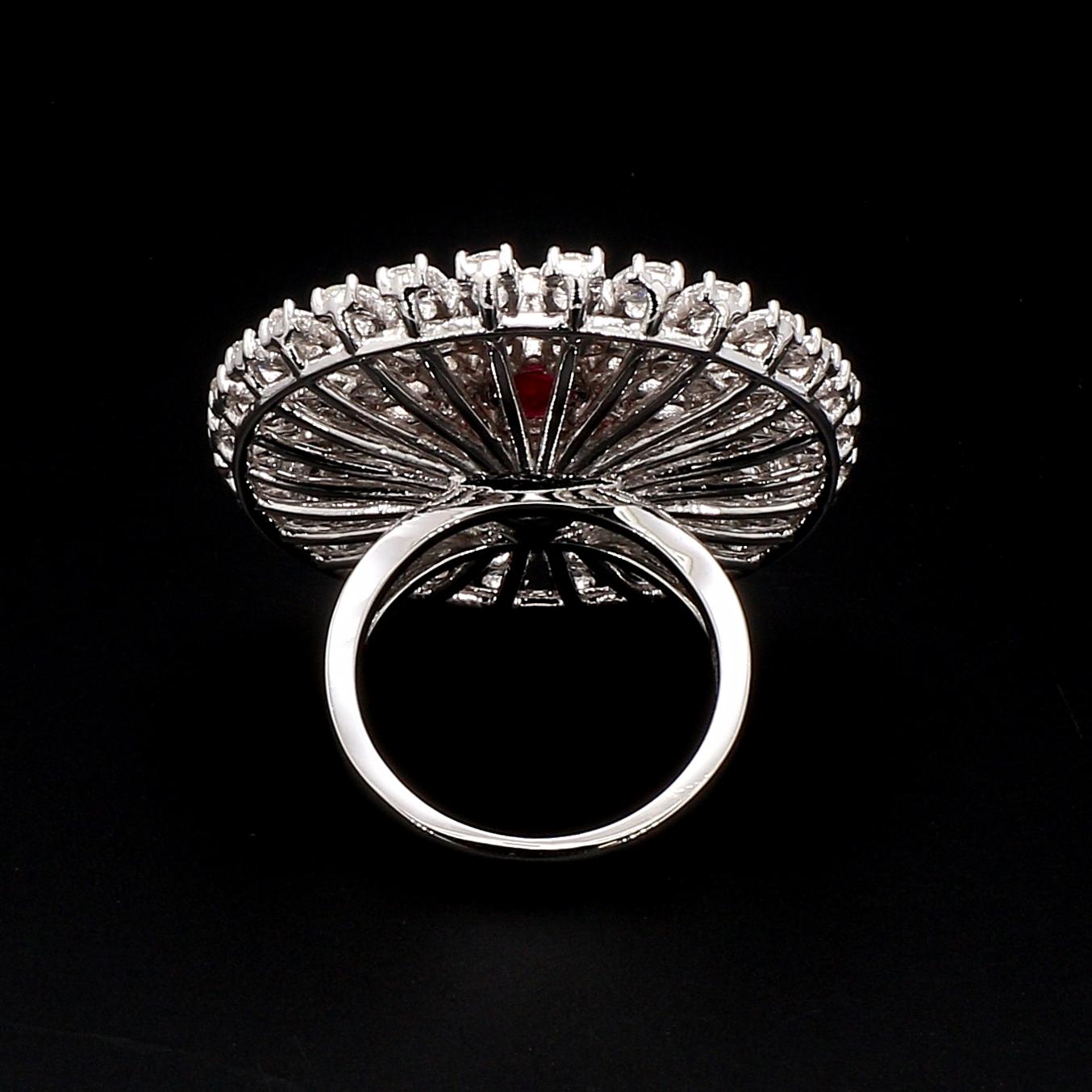 Diamond Rosecut & Ruby Floral Ring
