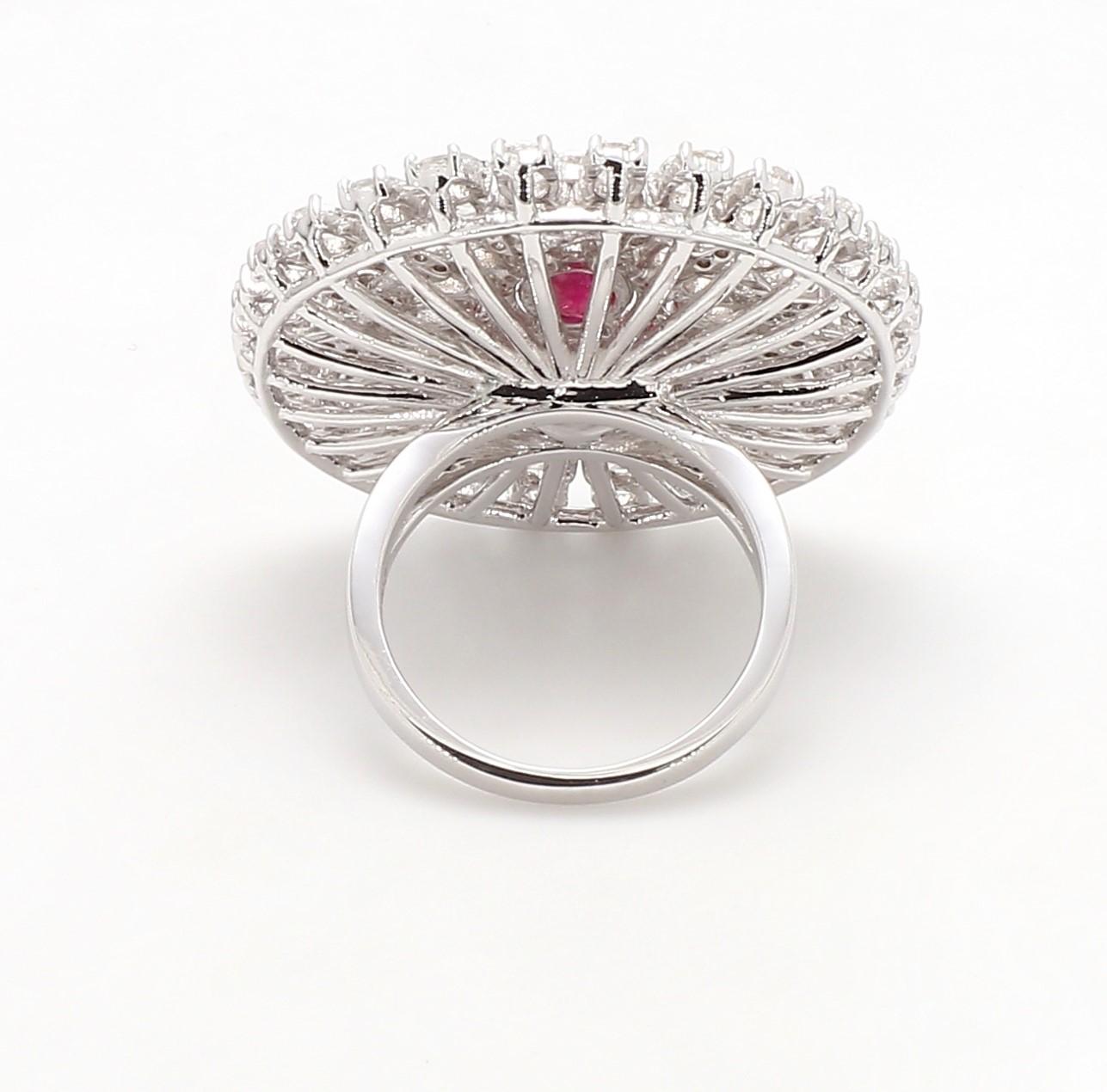 Diamond Rosecut & Ruby Floral Ring