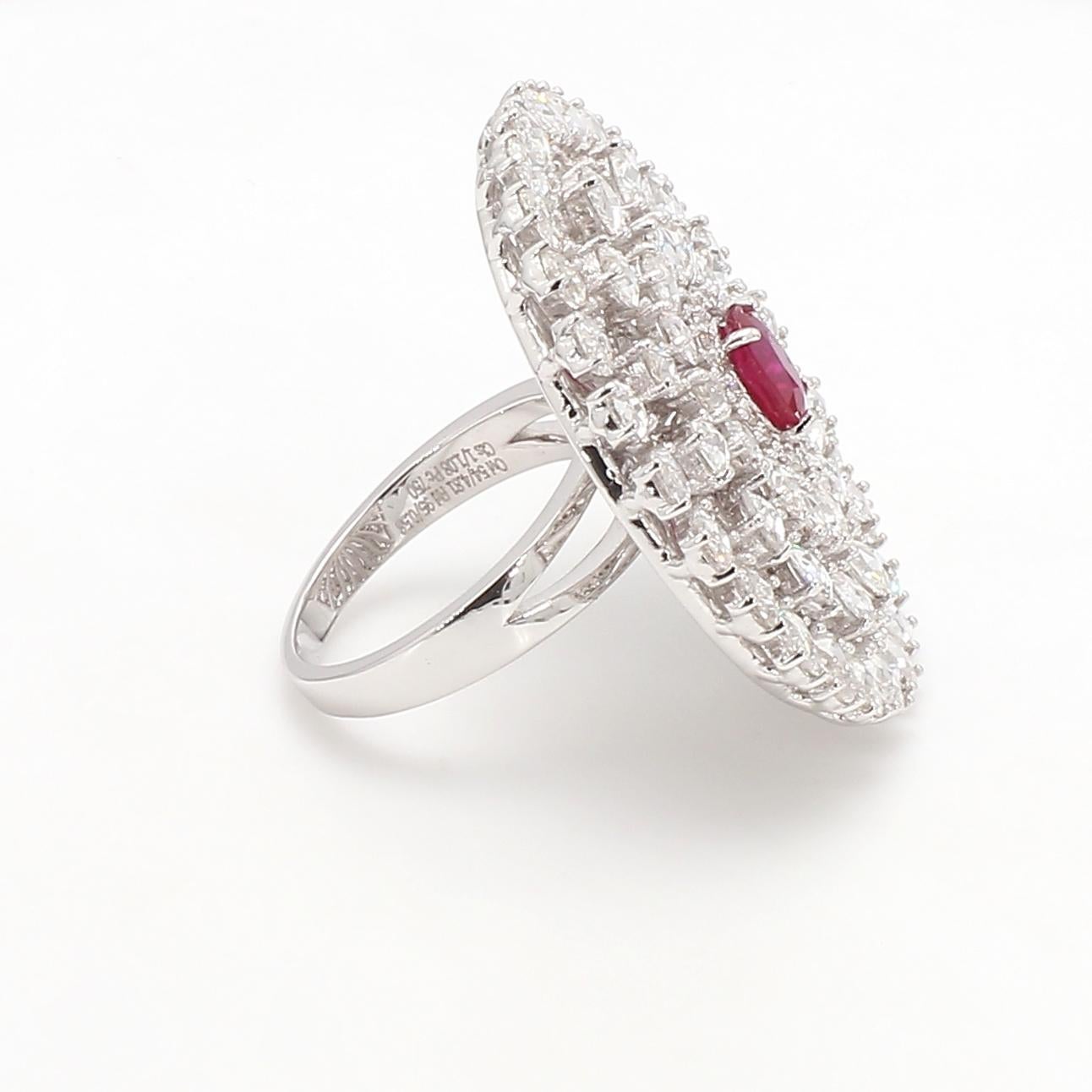 Diamond Rosecut & Ruby Floral Ring