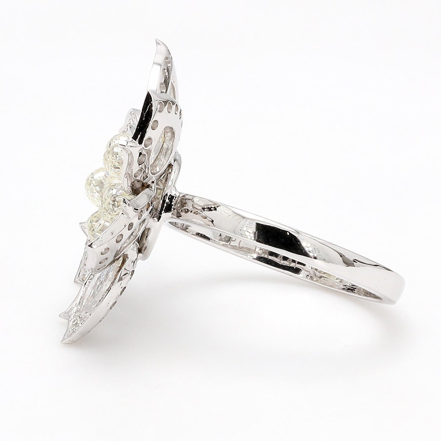 Diamond Briolette & Rosecut Floral Ring