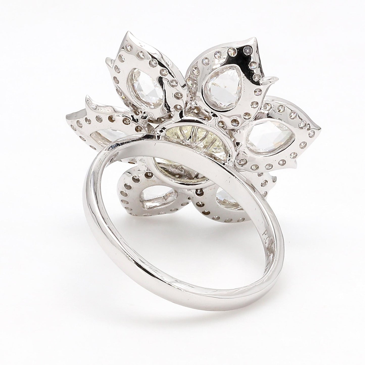 Diamond Briolette & Rosecut Floral Ring