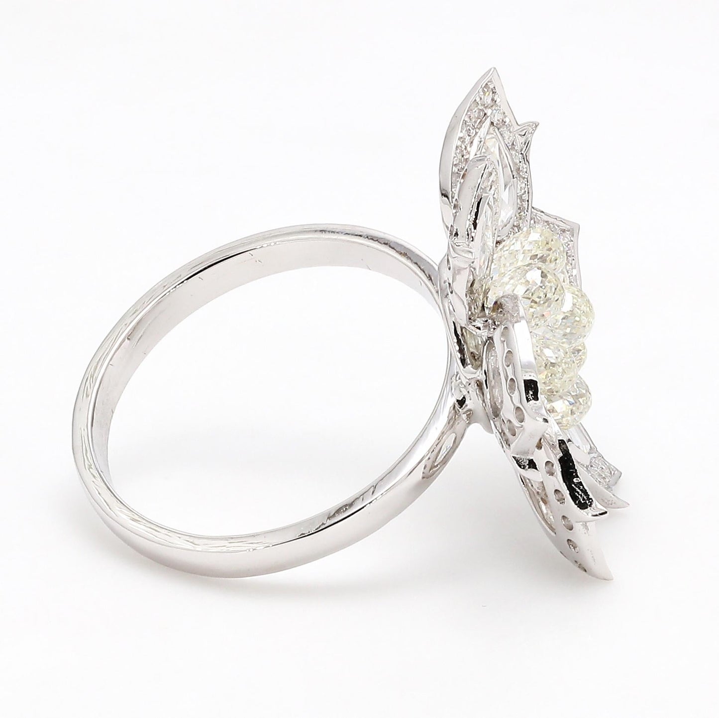 Diamond Briolette & Rosecut Floral Ring