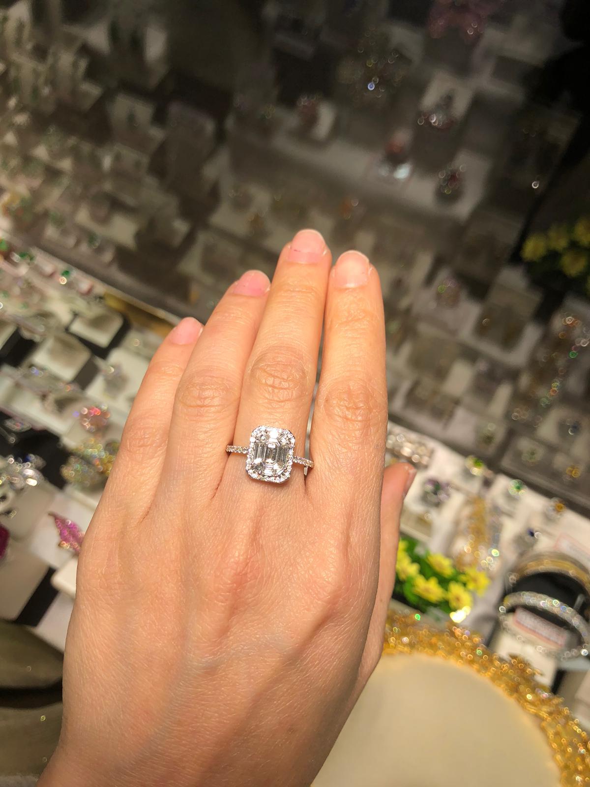 Diamond Illusion Emerald Ring