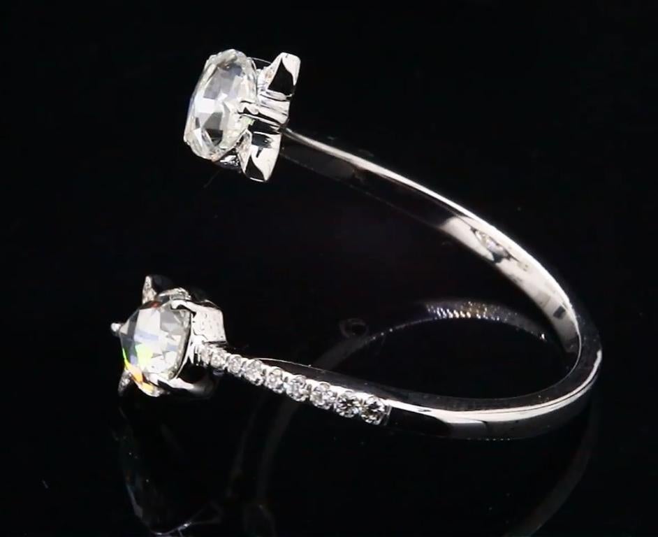 1 Carat Pear Diamond Rosecut Wrap Ring, White Gold