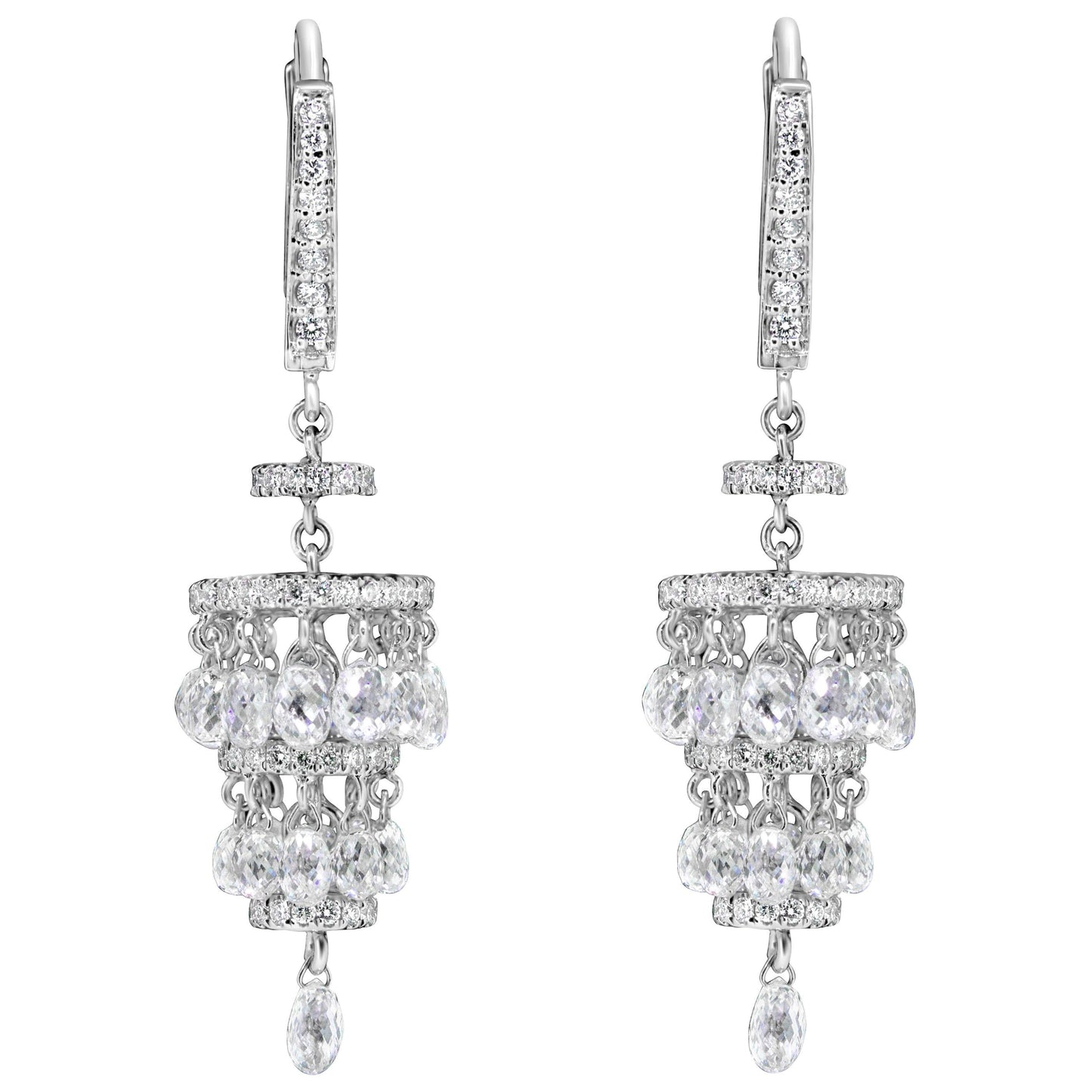 Diamond Briolette Chandelier Earrings
