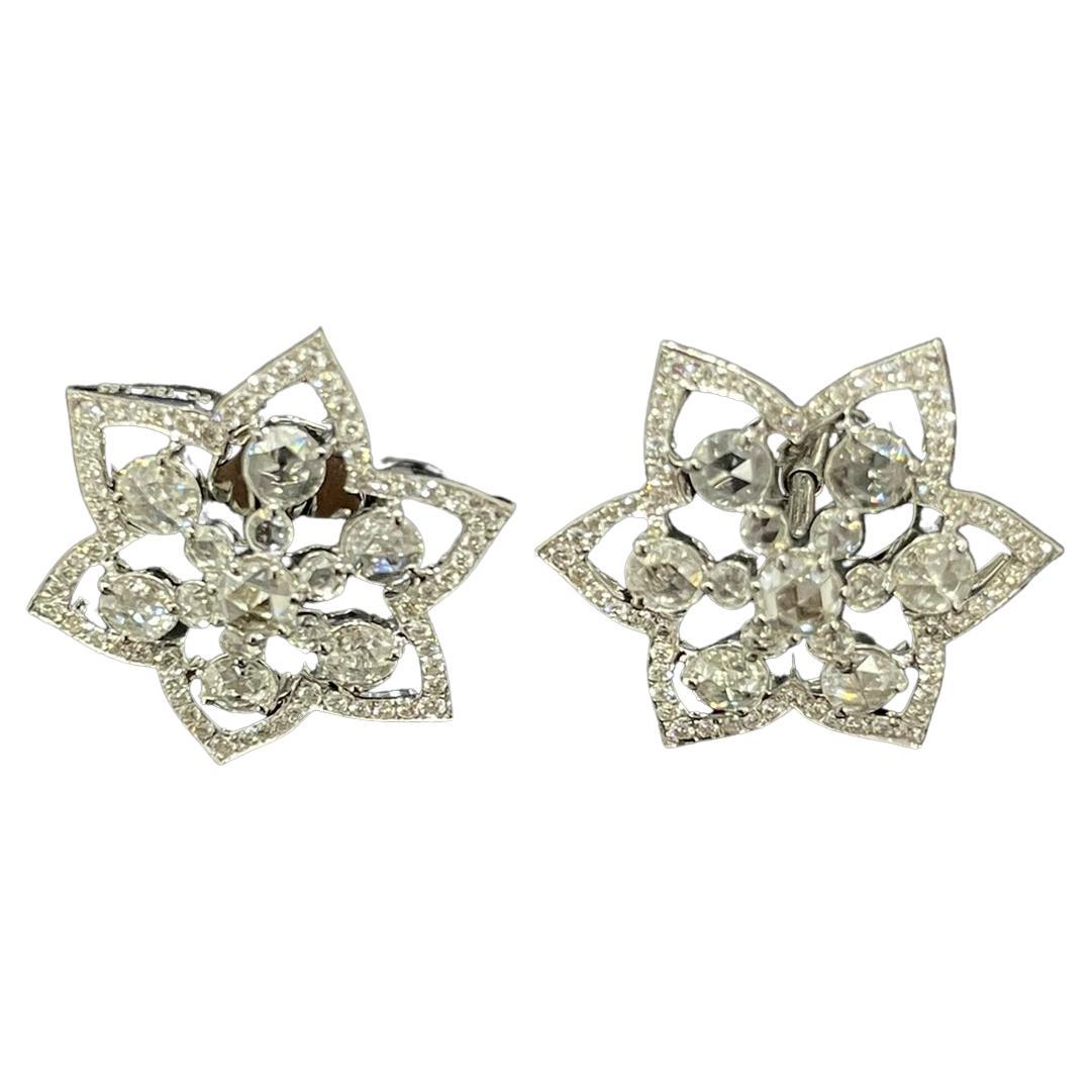 Diamond Rosecut Star Stud Earrings