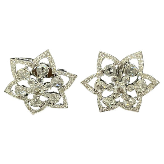 Diamond Rosecut Star Stud Earrings
