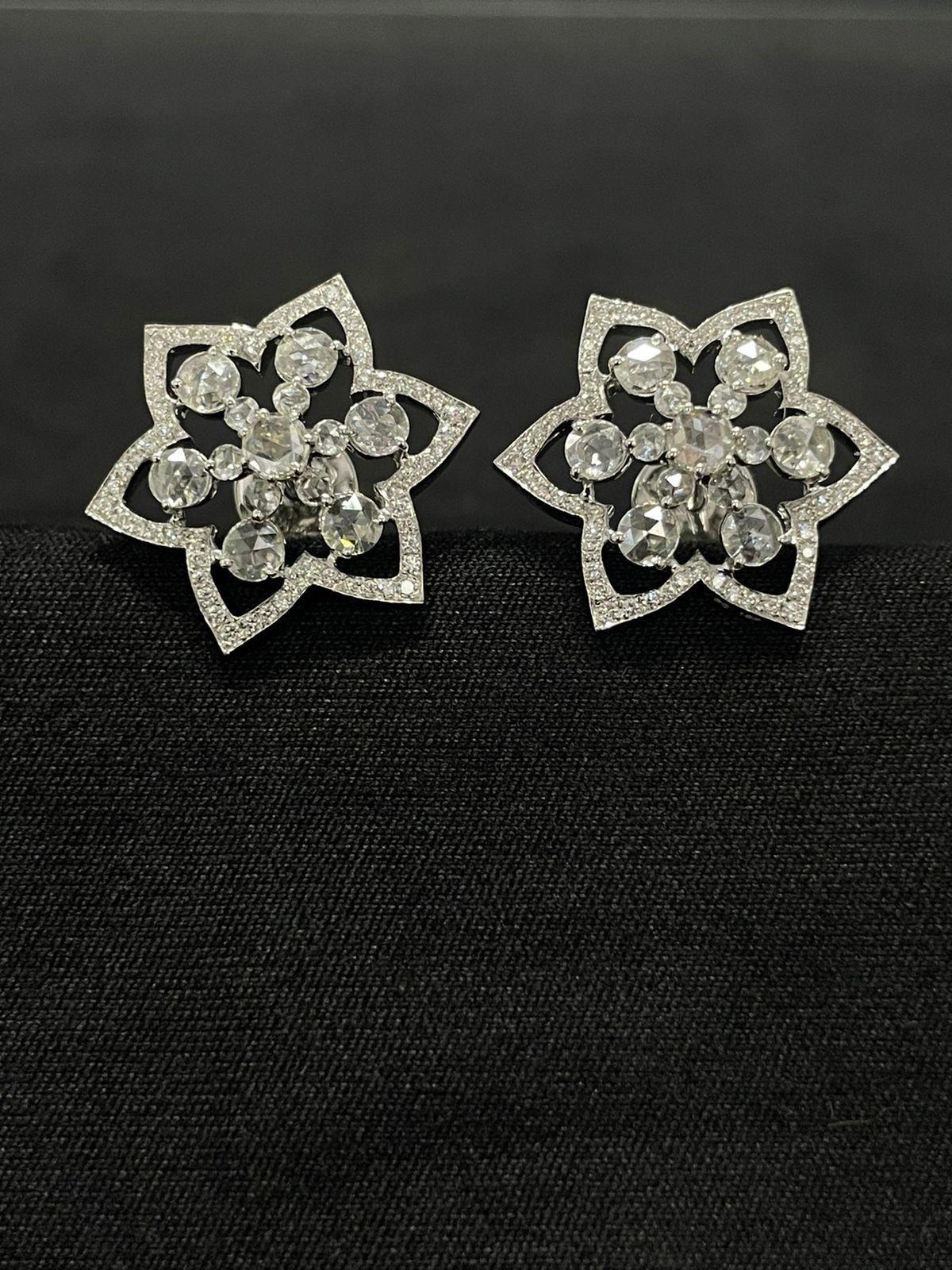 Diamond Rosecut Star Stud Earrings
