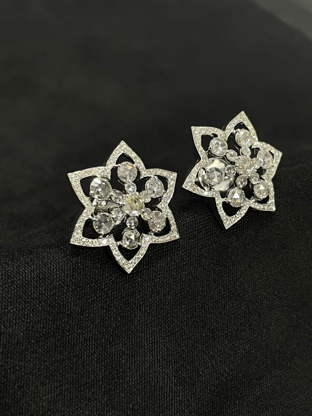 Diamond Rosecut Star Stud Earrings