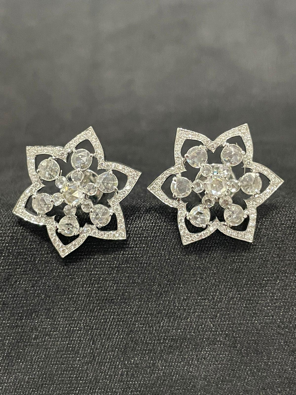 Diamond Rosecut Star Stud Earrings