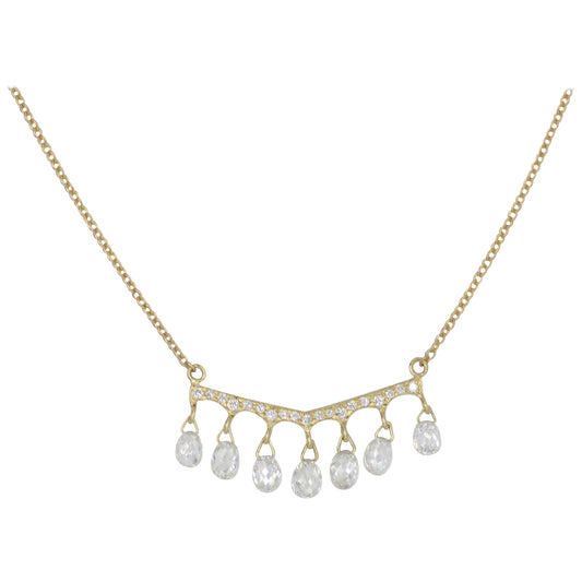 Diamond Briolette Yellow Gold Pendant Necklace