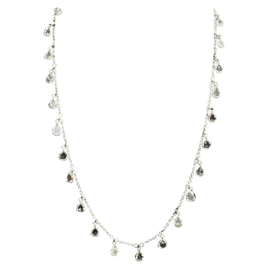 Pear Diamond Rosecut Dangling Necklace