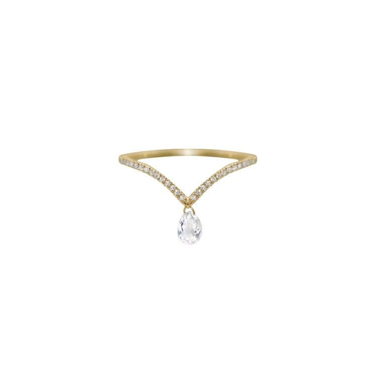 Diamond Briolette Dangling Ring