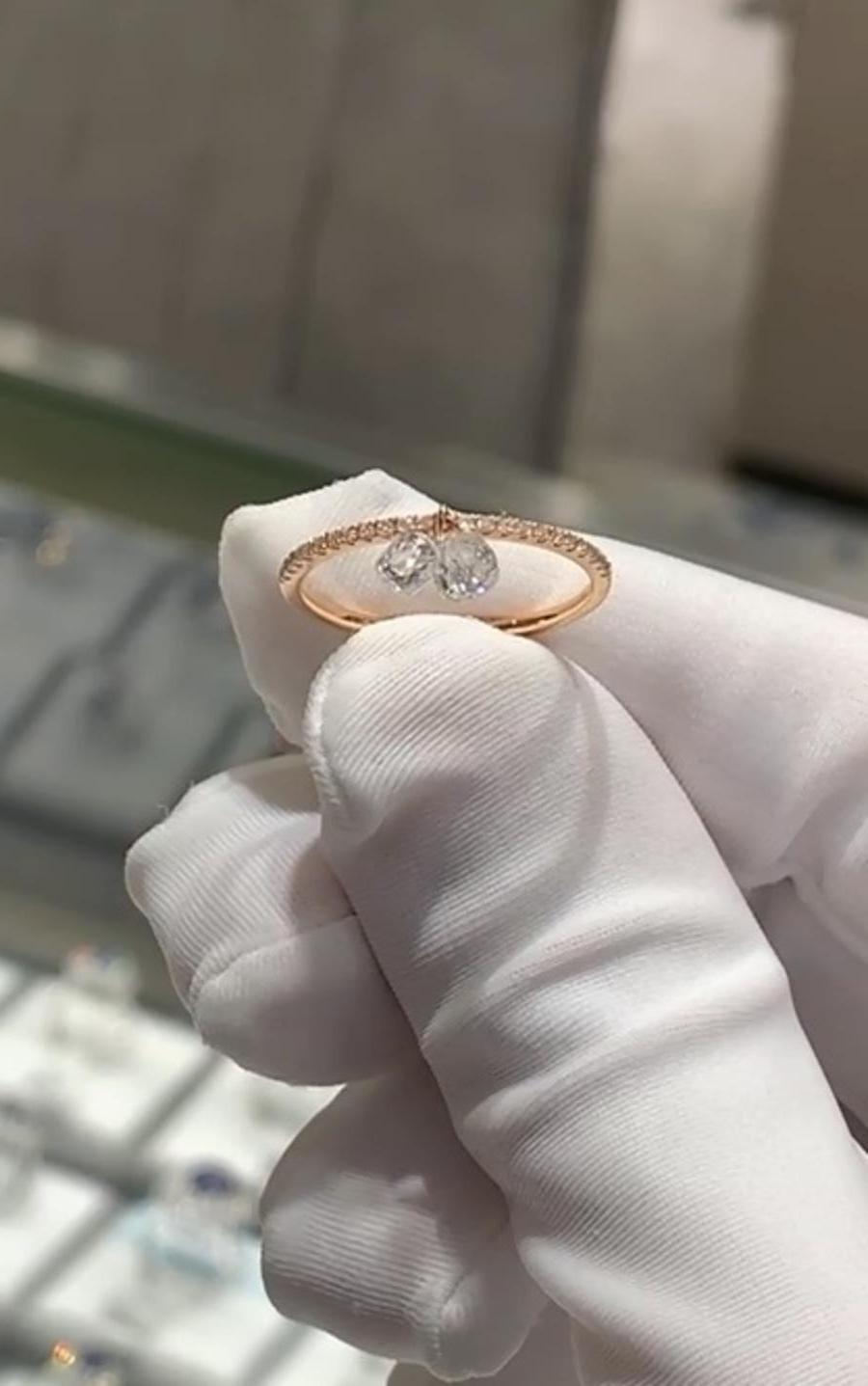 Diamond Briolette Trinity Ring