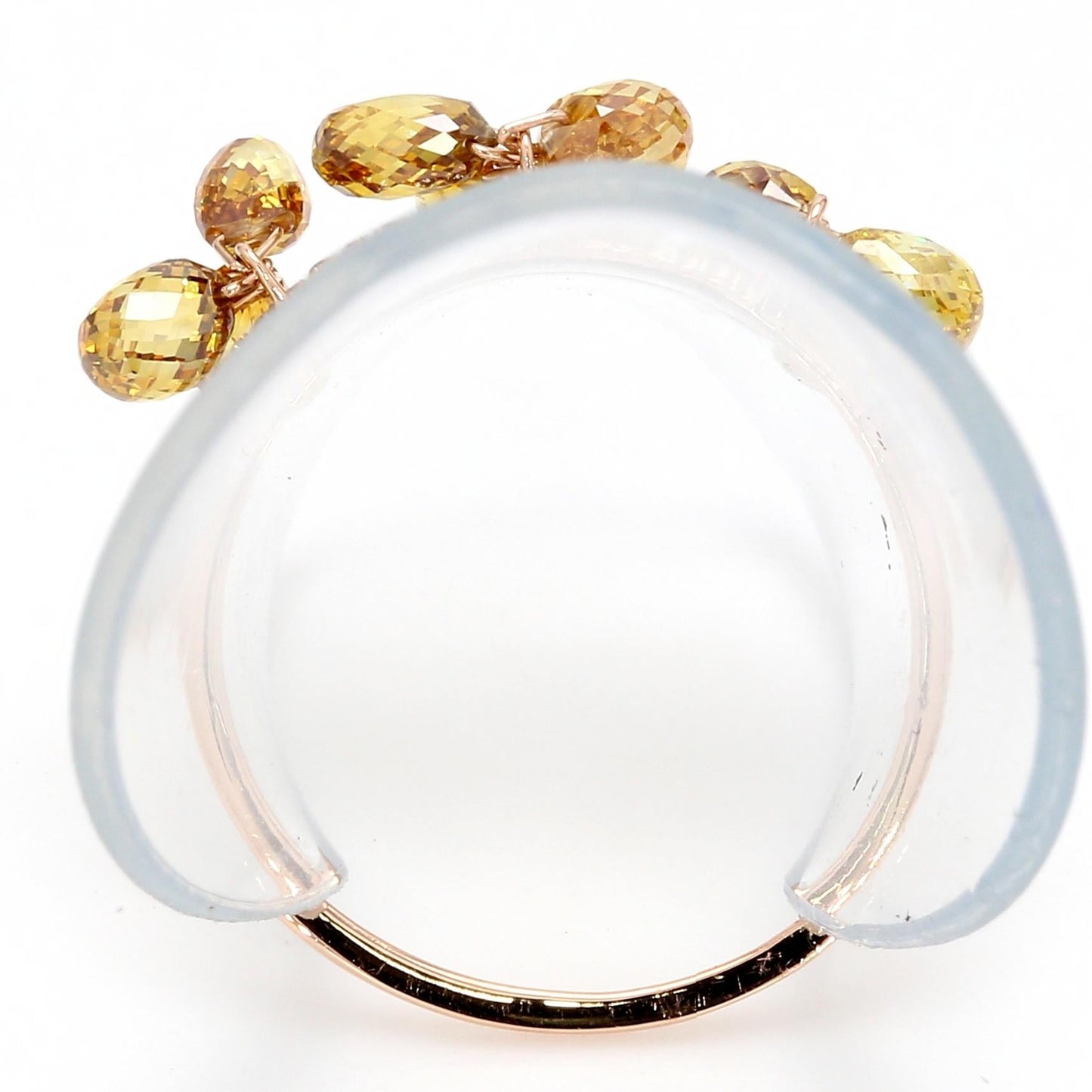Fancy Color Diamond Briolette Dangling Ring