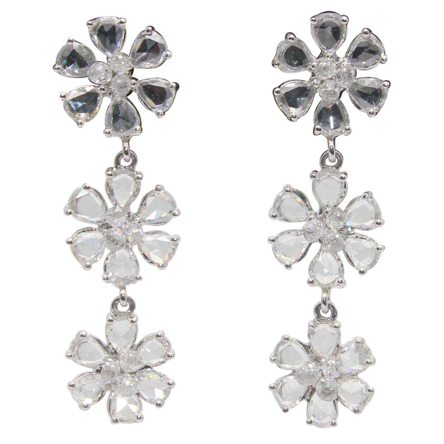 Diamond Rosecut & Briolette Floral Earrings