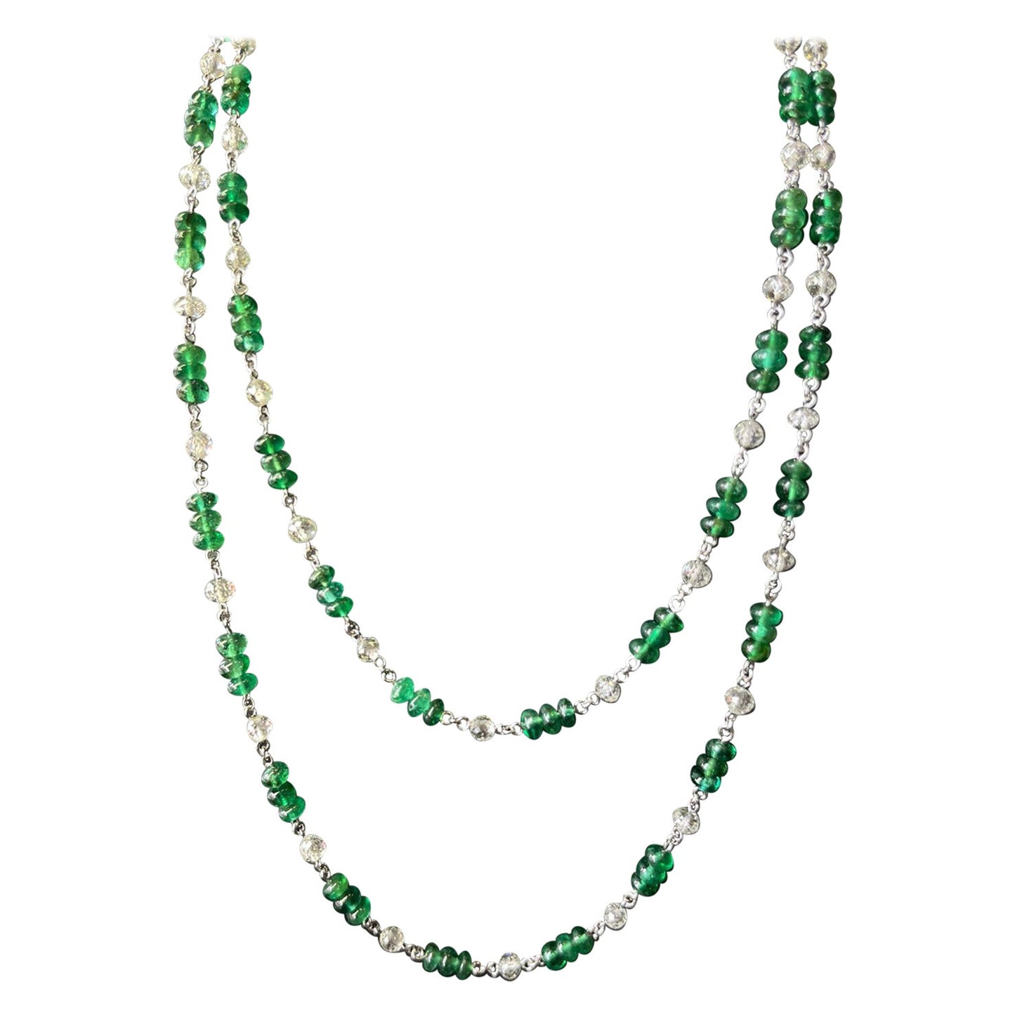 Diamond Beads & Emerald Necklace