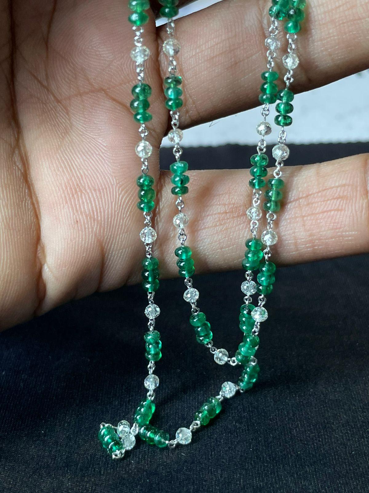 Diamond Beads & Emerald Necklace