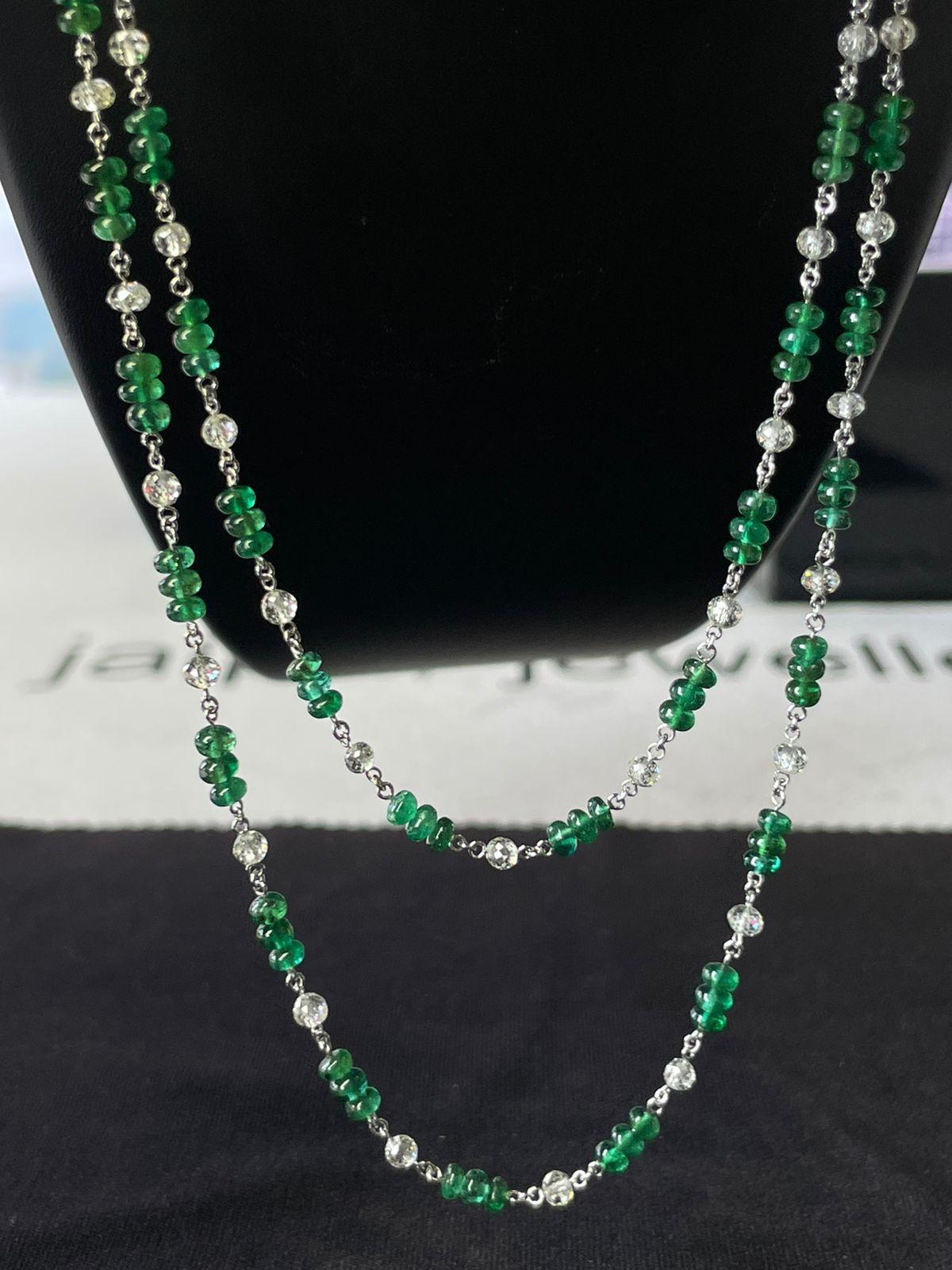 Diamond Beads & Emerald Necklace