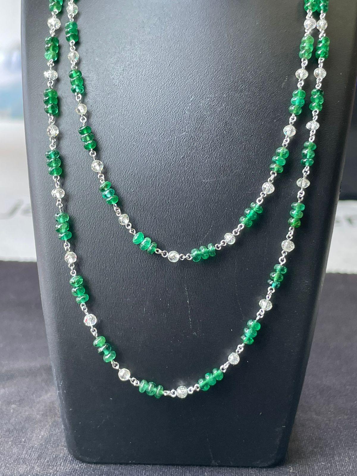 Diamond Beads & Emerald Necklace