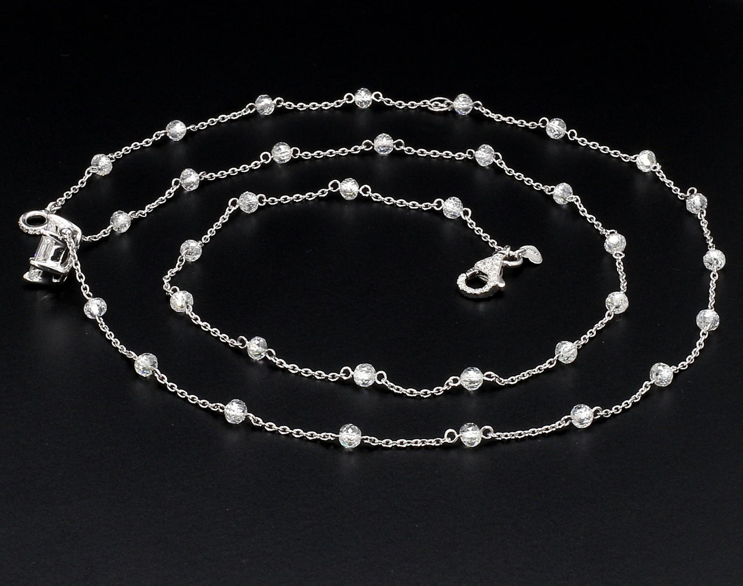 Diamond Beads & Illusion Hexagon Pendant Necklace