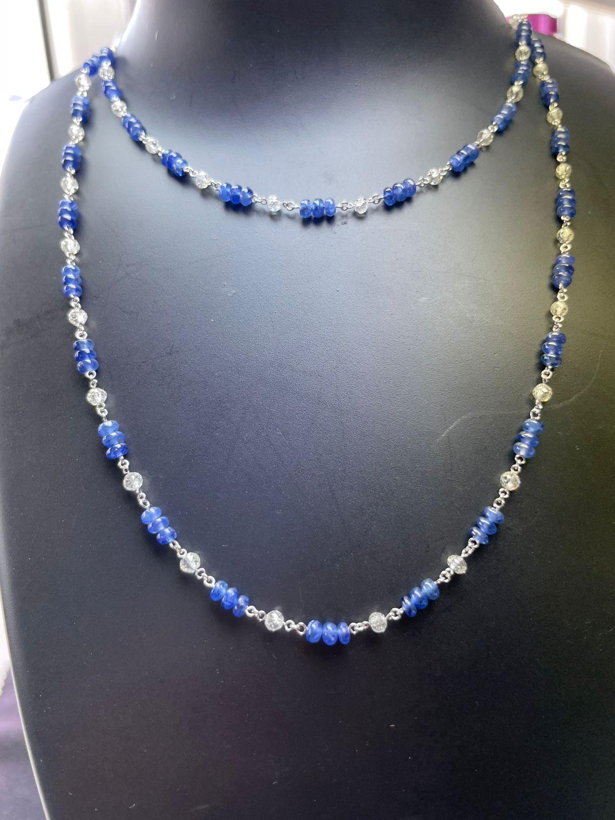 Diamond Beads & Sapphire Necklace