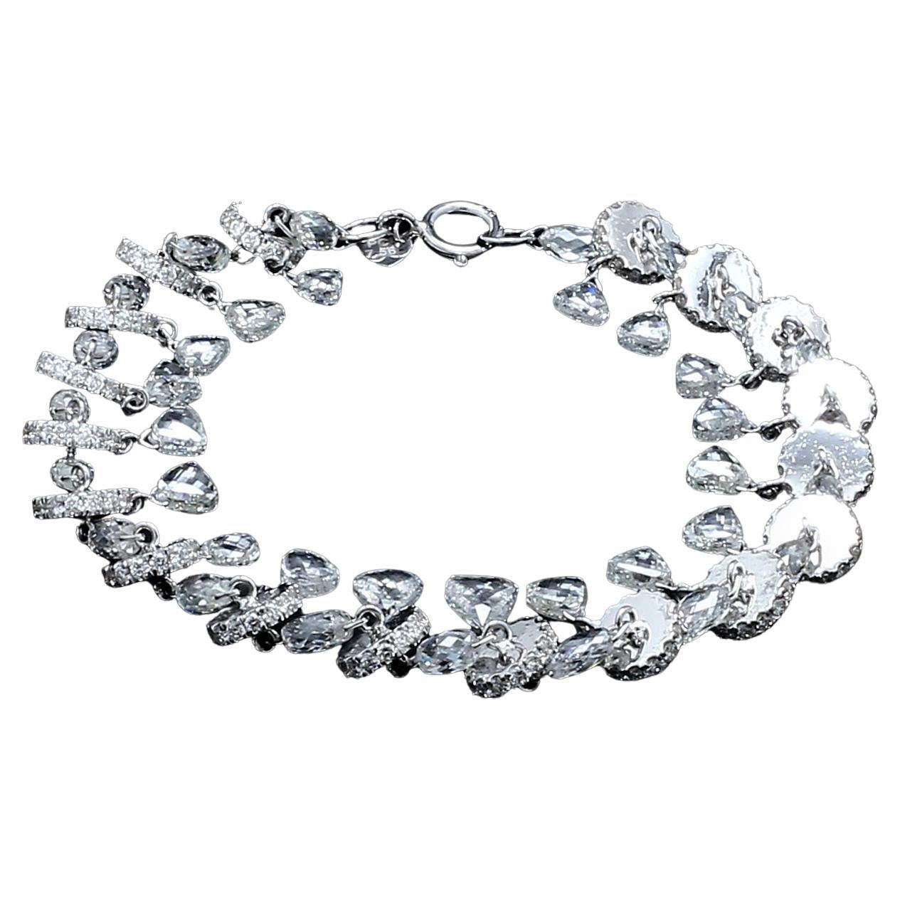 Diamond Briolette & Taviz 18k White Gold Bracelet