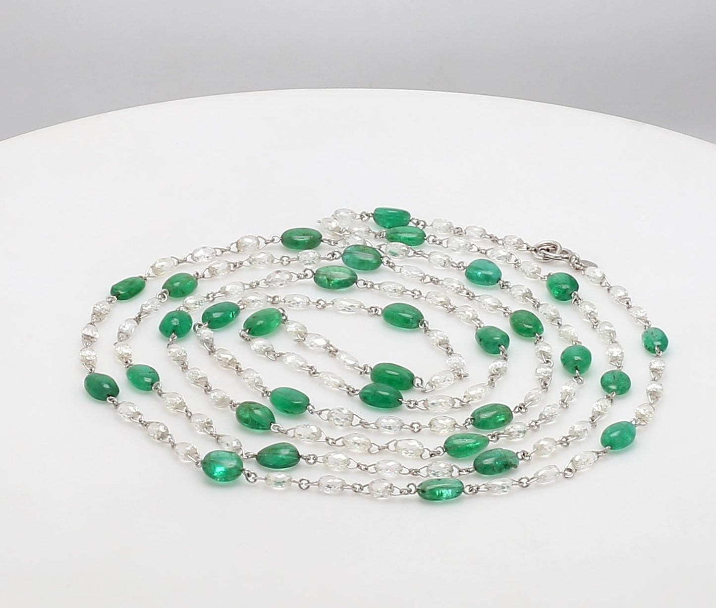 Diamond Briolette & Emerald Necklace