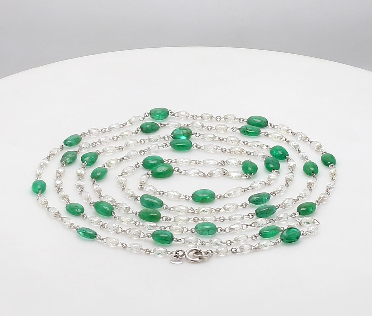 Diamond Briolette & Emerald Necklace