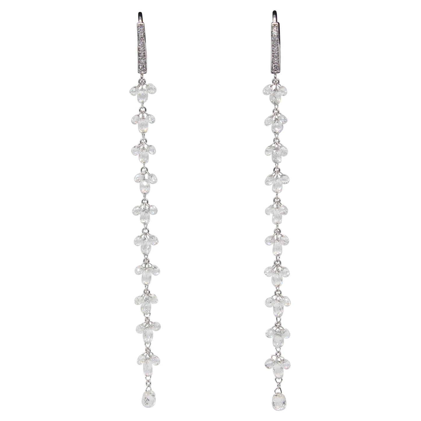 Diamond Briolette Floral Dangling Earrings