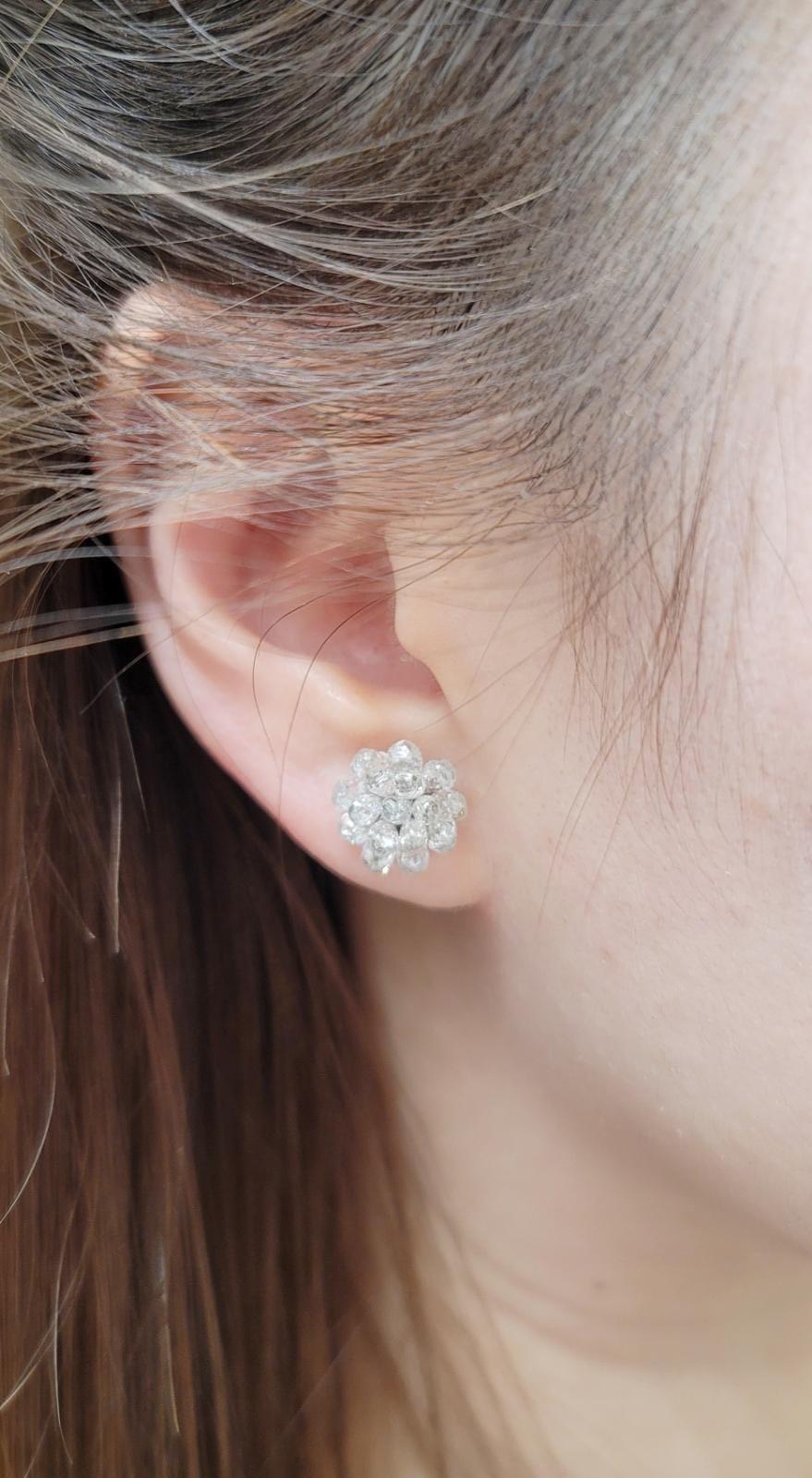 Diamond Briolette Stud Earrings
