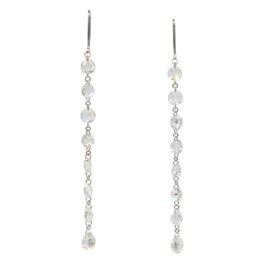 2.05 Carat Diamond Rosecut & Briolette Mono Earrings, White Gold