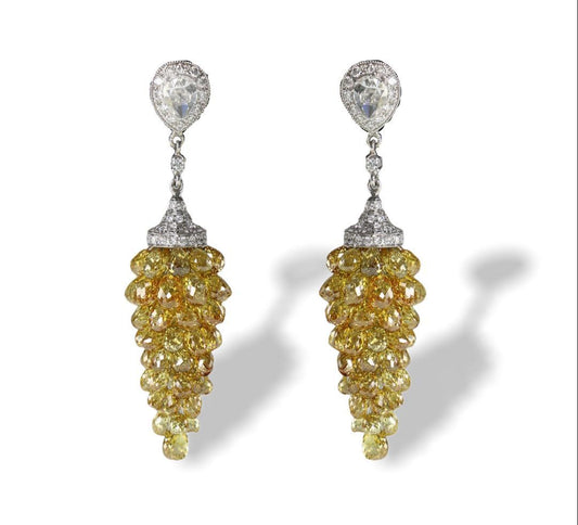 Fancy Color Diamond Briolette Drop Earrings