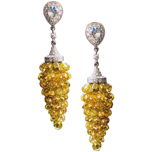 Fancy Color Diamond Briolette Grape Earrings