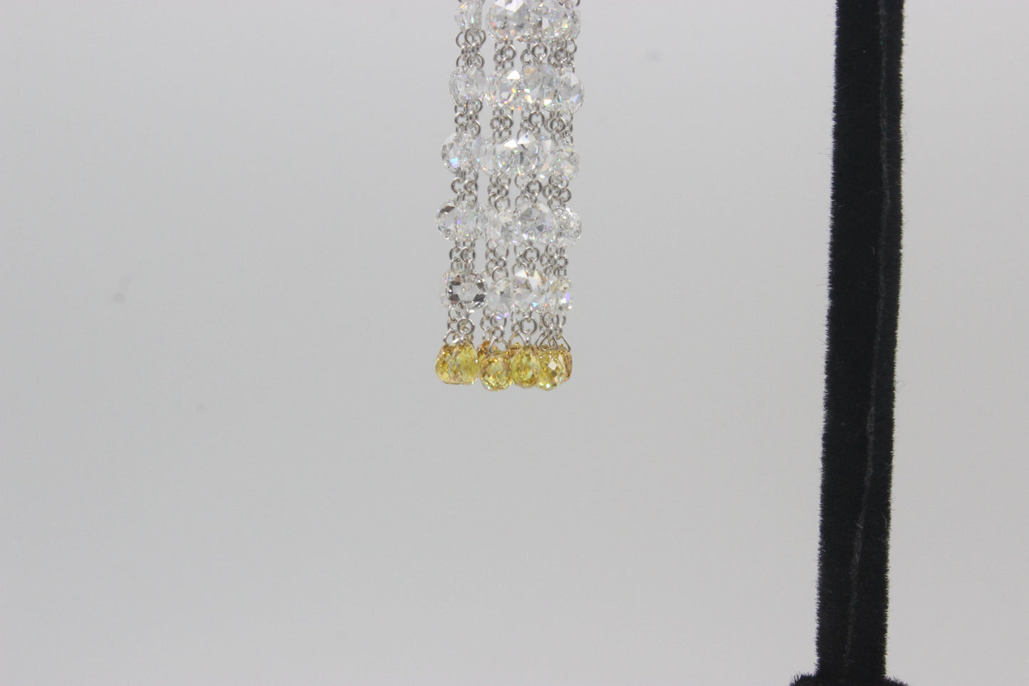 Diamond Rosecut & Fancy Color Briolette Tassel Earrings, White Gold