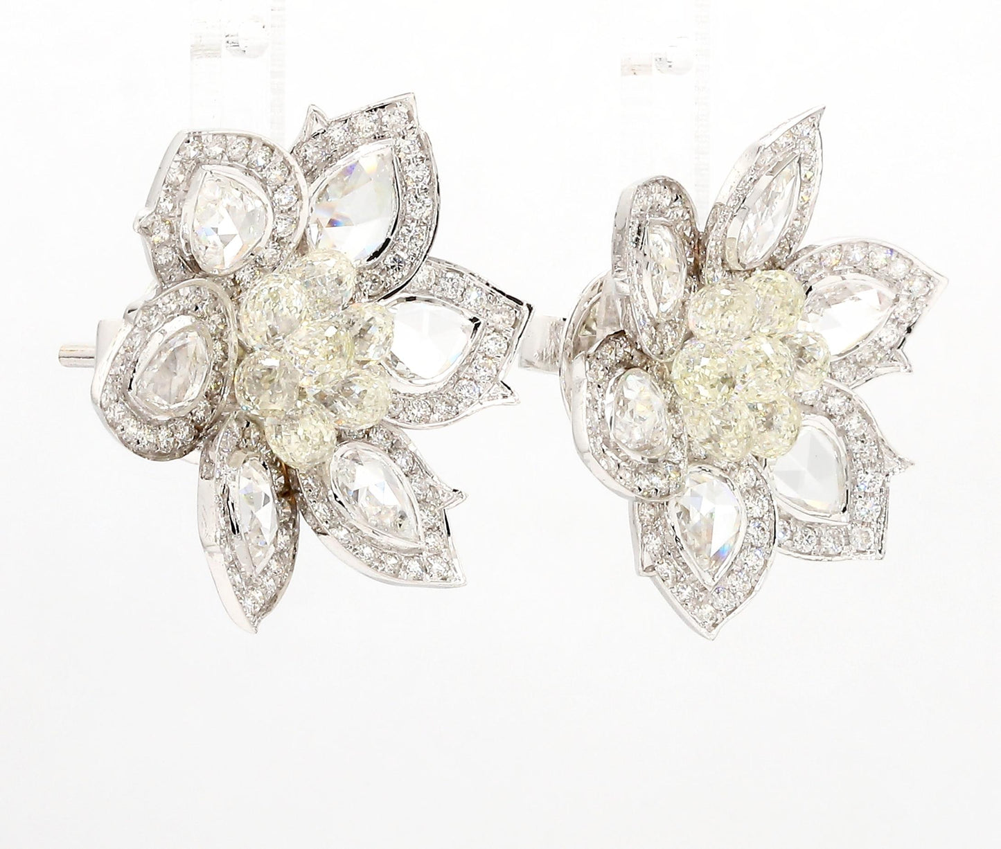 Diamond Briolette & Rosecut Floral Earrings