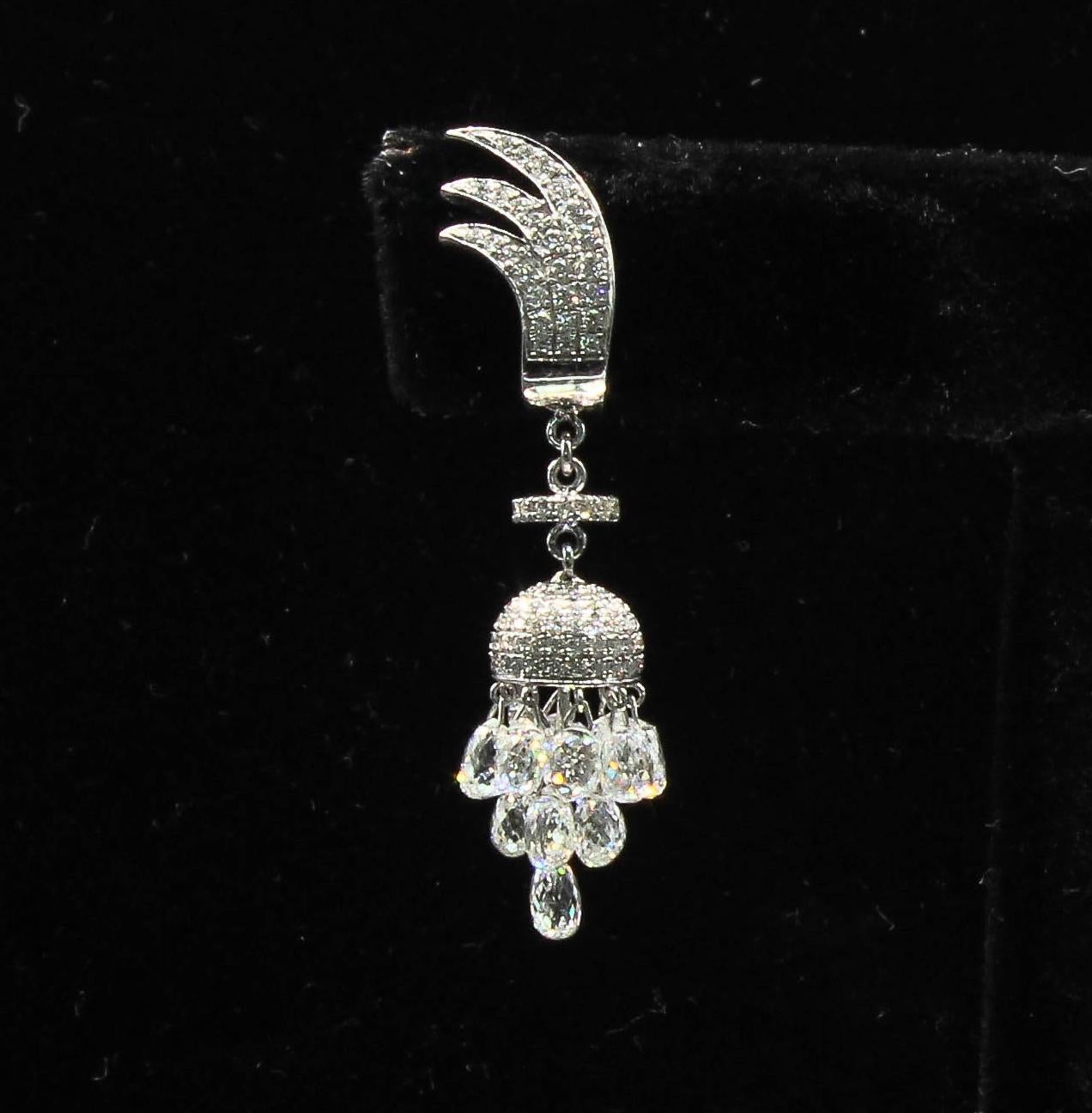 7.46 Carat Miniature Chandelier Diamond Earrings, White Gold