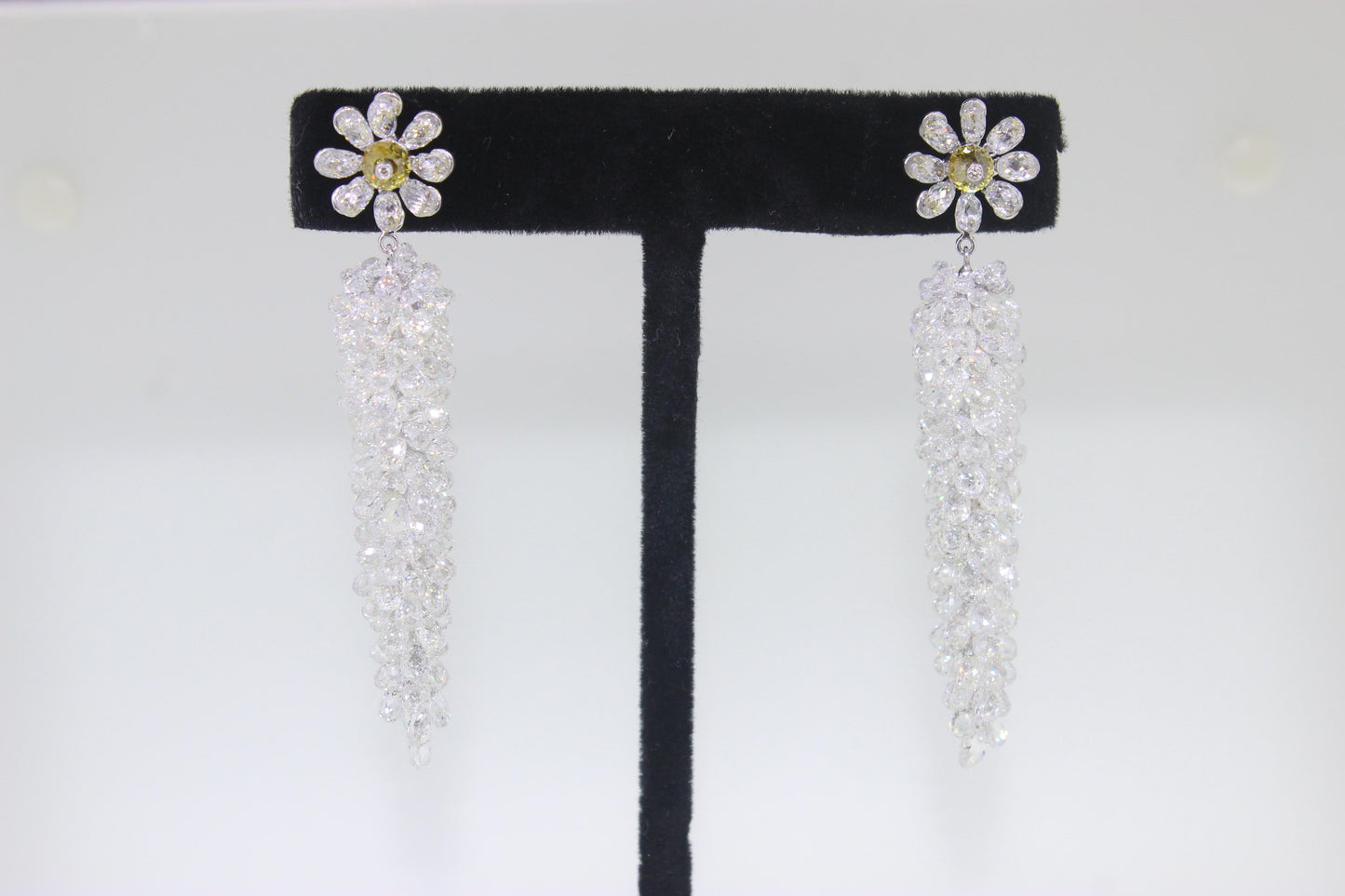 Diamond Briolette Cluster Earrings