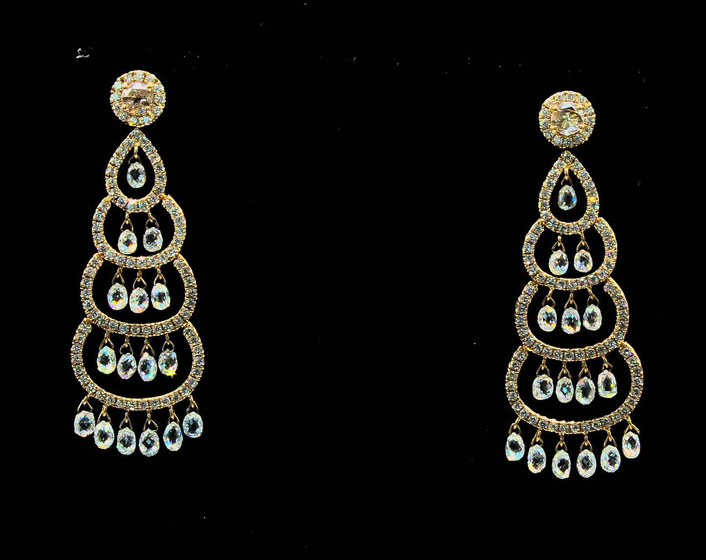 Christmas Tree Diamond Earrings, Rose Gold