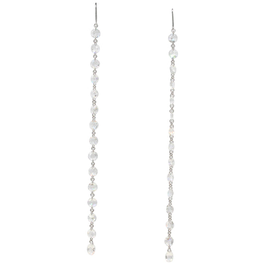 2.77 Carat Rosecut & Briolette Diamond Drop Earrings, White Gold