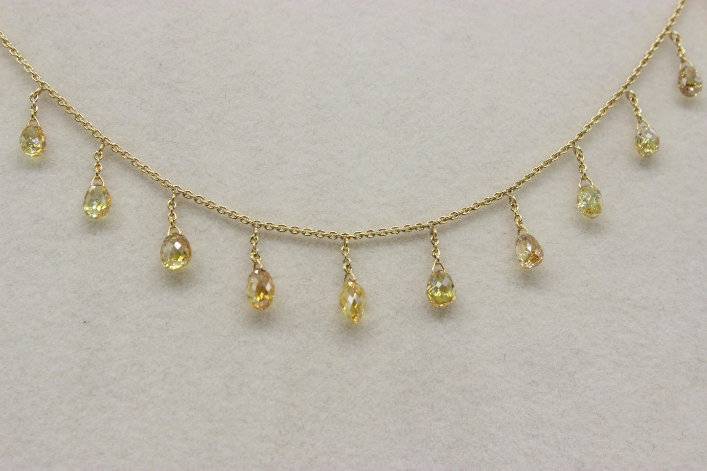 Fancy Color Diamond Briolette Dangling Necklace