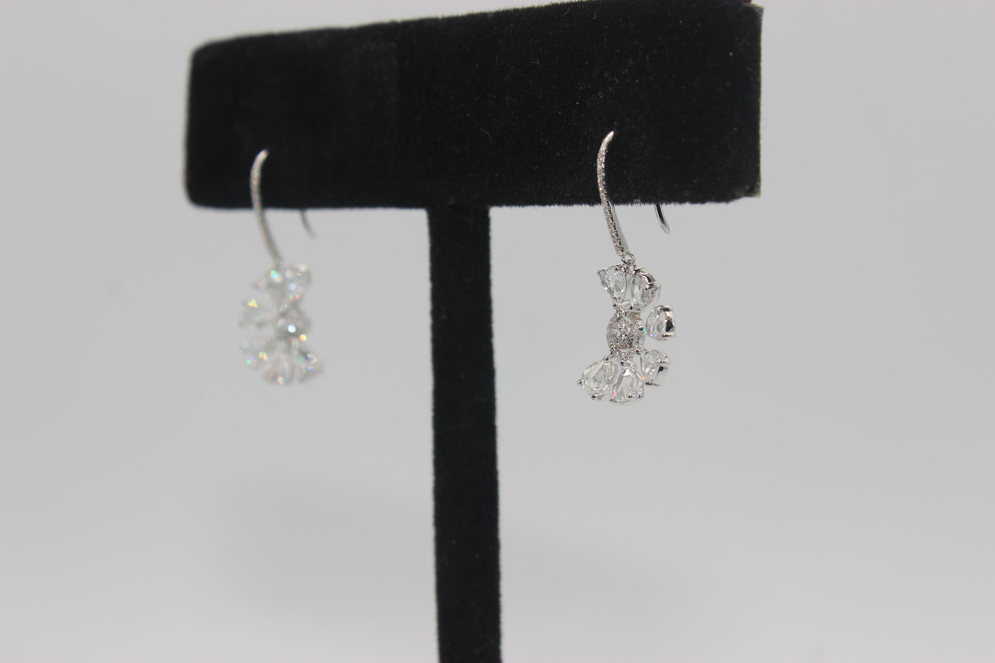 Diamond Rosecut Dangling Floral Earrings