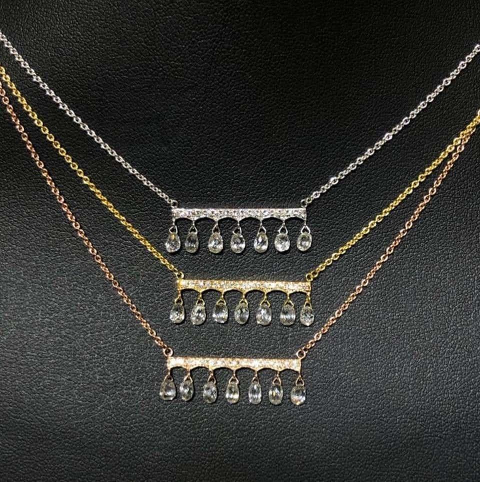 Diamond Briolette Pendant Necklace