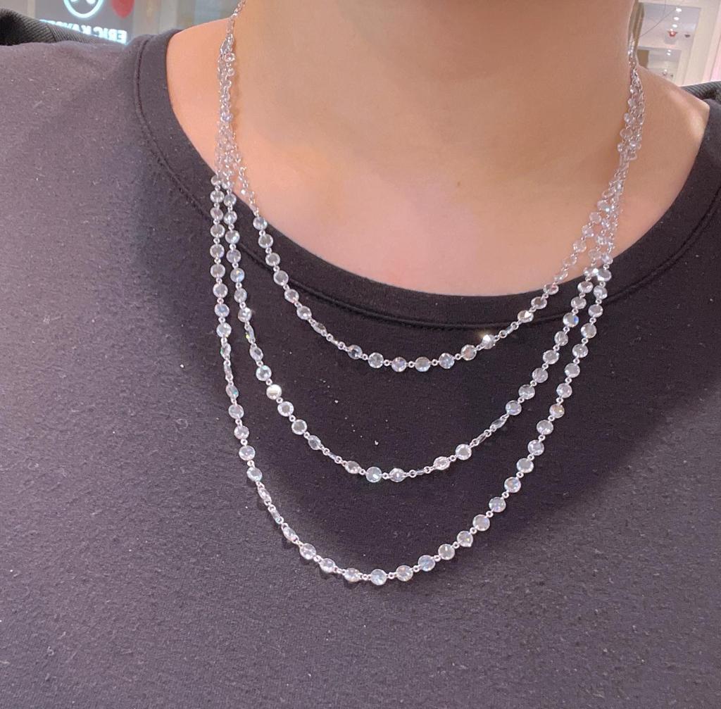 Diamond Rosecut 3 Layer Necklace